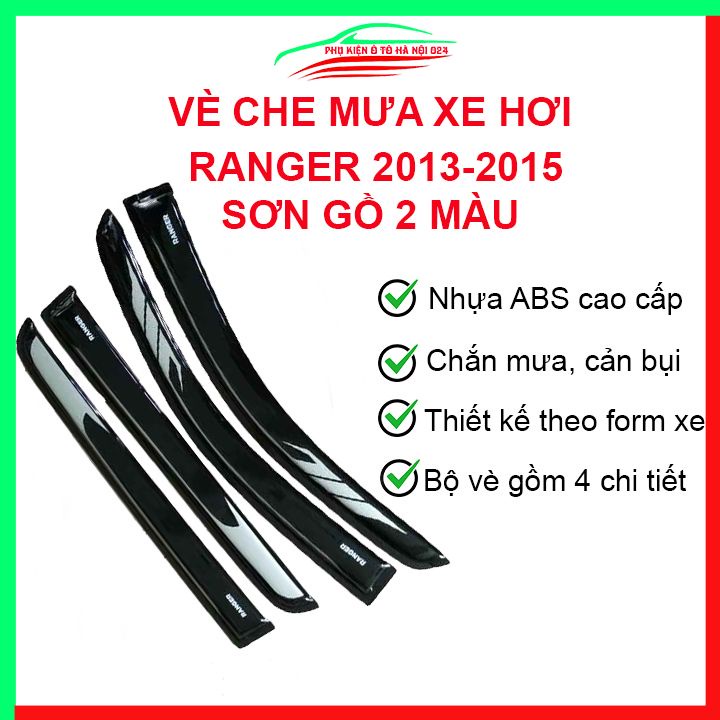 Vè che mưa cho xe ô tô Ranger 2013-2015 sơn gồ 2 màu