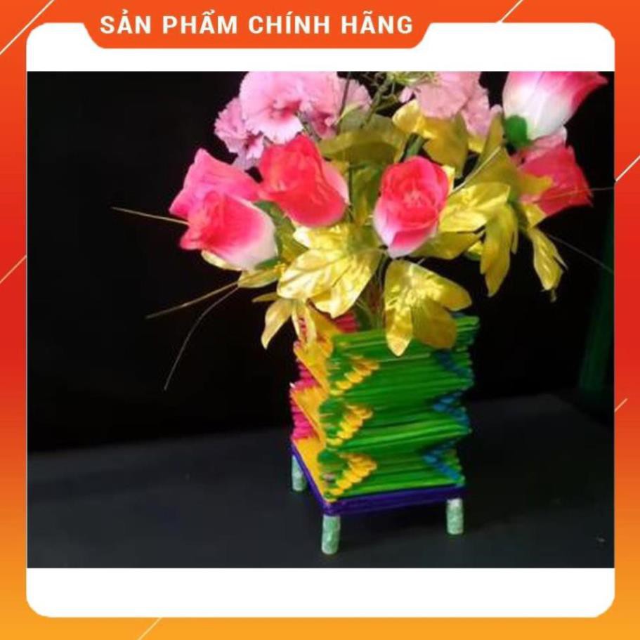 [ Bán Chạy ]  50 que kem gỗ màu 12.5cm