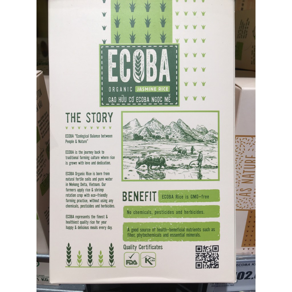 Gạo Hữu Cơ ECOBA Ngọc Mễ 1KG