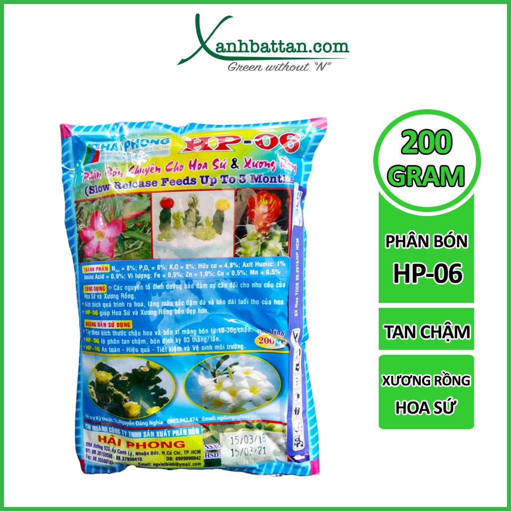 Phân bón cây sứ và xương rồng dạng tan chậm HP 06 200 gram