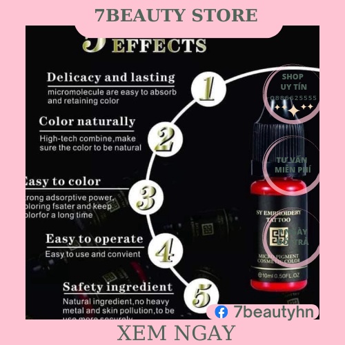 Mực Xăm Hữu Cơ SY,Mực Xăm Môi Mày Mí Cỡ Nhỏ 5ml-USA