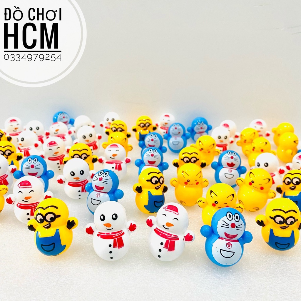 Đồ chơi lật đật mini siêu dễ thương hình Doremon, Pikachu, Minion giúp xả stress, giảm căng thẳng