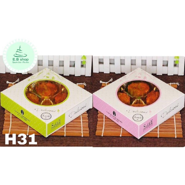 H31 Hộp giấy đựng  bánh hộp 4 bánh 125gr