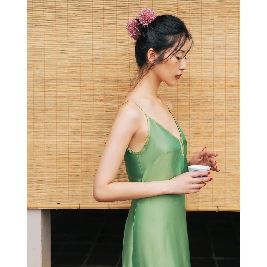 [Xéo Xọ] Đầm tơ tằm hai dây Lục Miên