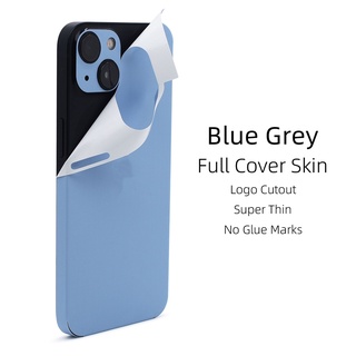 2 Miếng Dán Da Bọc Toàn Bộ Màu Xanh Xám Cho iPhone 11 12 13 14 15 16 17 Pro Max XR X Xs Max 7 8 Plus