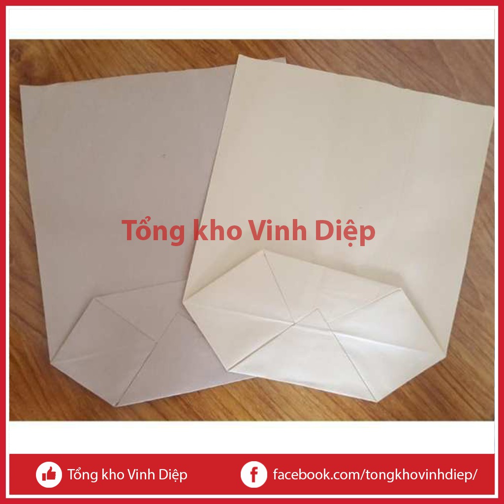 02 túi giấy xi măng, túi kraft 0,5kg đóng hàng, đựng đồ ăn, hoa quả 12x16cm