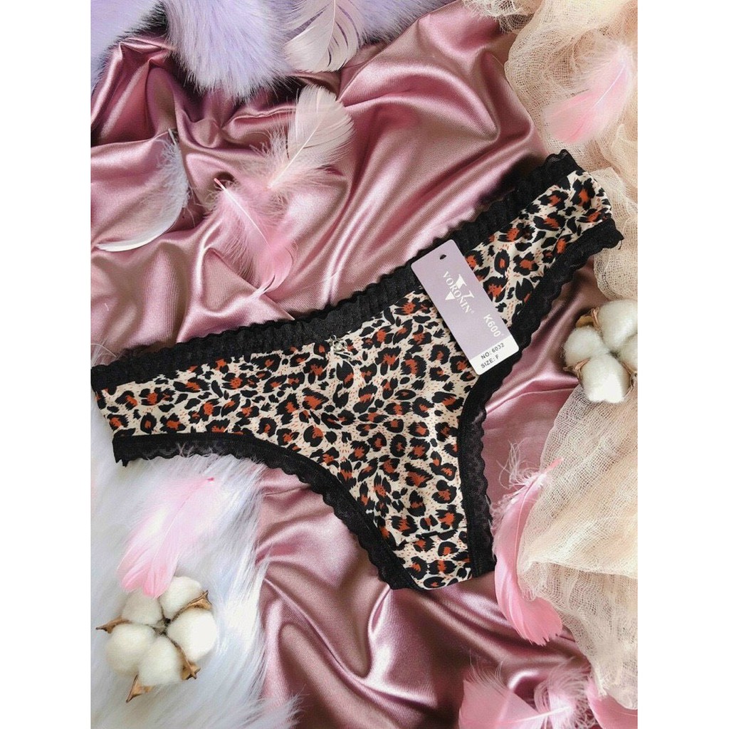 Quần Lót Lọt Khe  - Quần Lót Nữ Lọt Khe đúc su họa tiết da báo thiết kế phối viền ren gợi cảm mã 6032