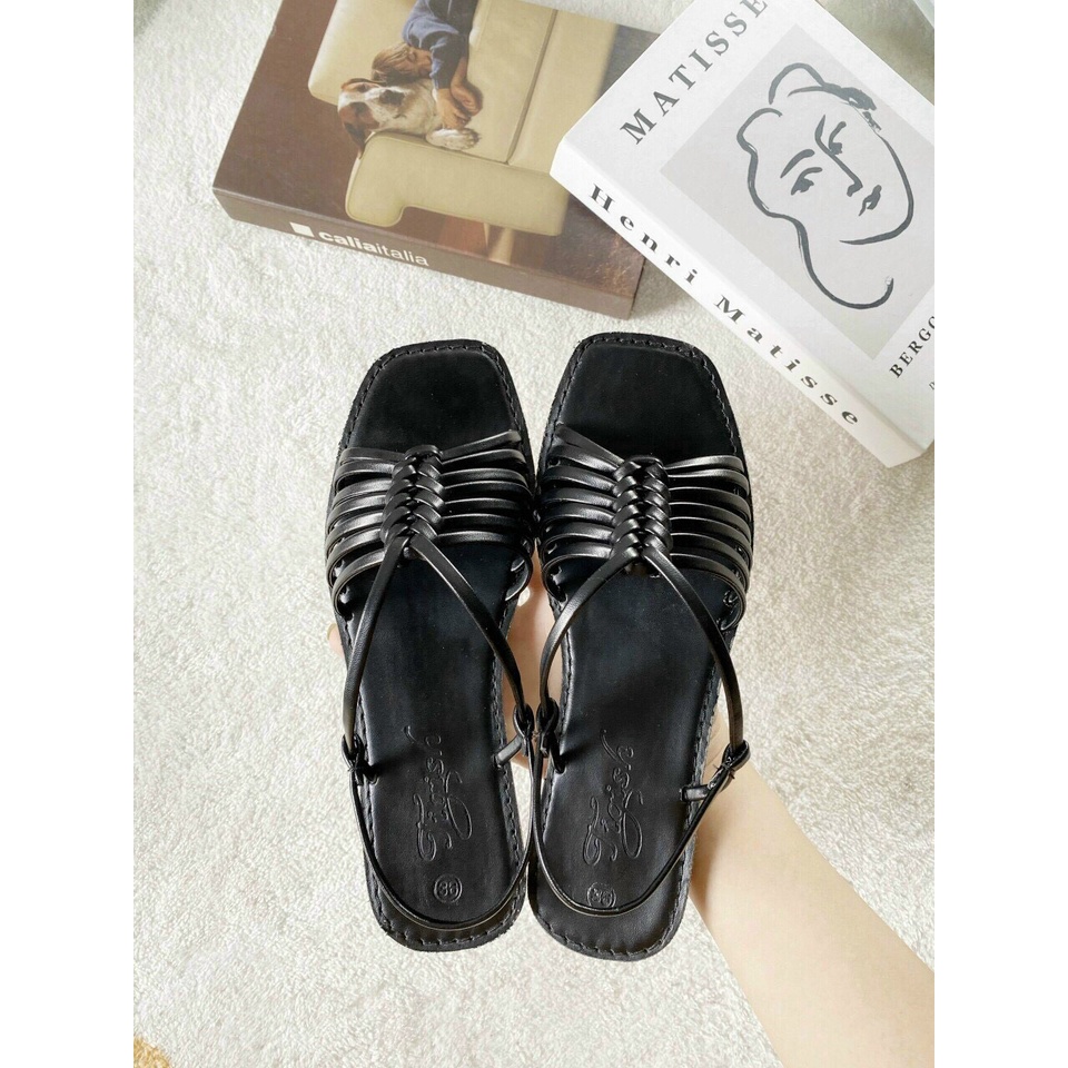 Giày Sandal Nữ- Giày Sandal Tigish Trệt Đan Rọ Cute Cho Mùa Du Lịch Hè
