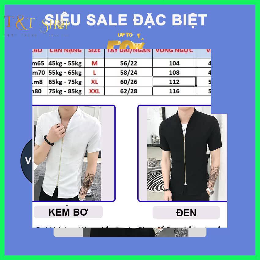 Áo sơ mi, Áo sơ mi nam cộc tay cổ phối khóa độc lạ, trẻ trung, phong cách chất vải mềm mát MÃ- N19 | BigBuy360 - bigbuy360.vn