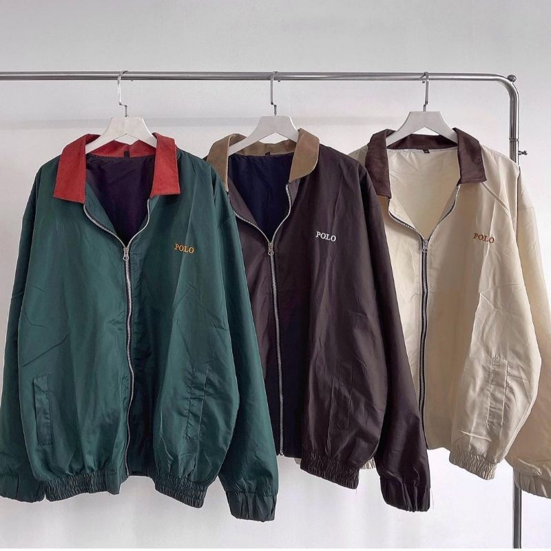 ◎Áo khoác Bomber Jacket Dù 2 lớp POLO Unisex Ulzzang Nam Nữ ( Ảnh Thật/Có Sẵn )