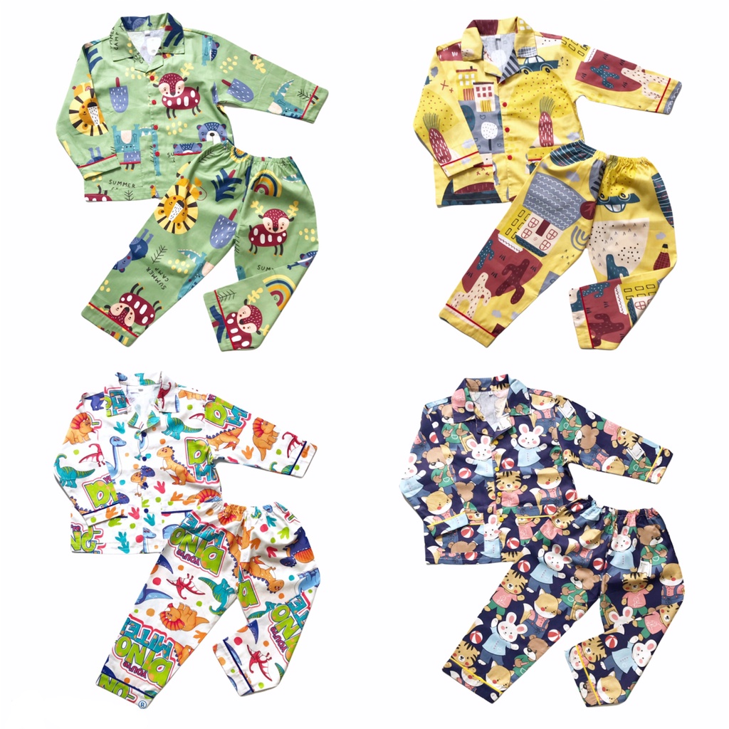 Pijama cho bé vải Thô 100% cotton mềm mịn hút mồ hôi size bé 1-9 tuổi 10-40kg