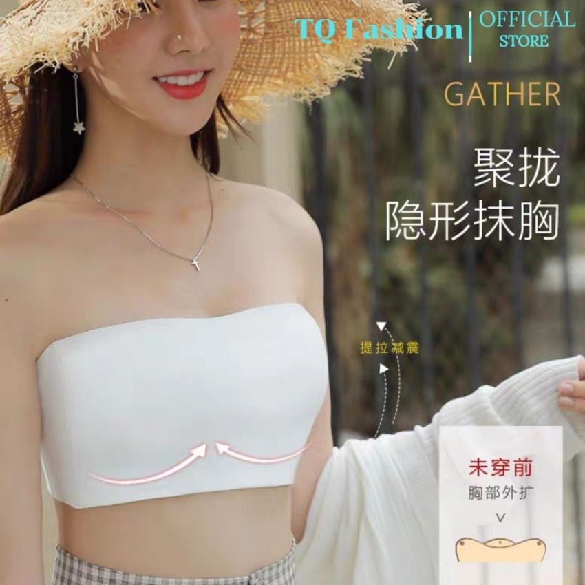 Áo quây ngực ống cài sau đen trắng dáng ngắn co giãn sexy, Áo lót bra croptop không dây thun phông trơn ôm body