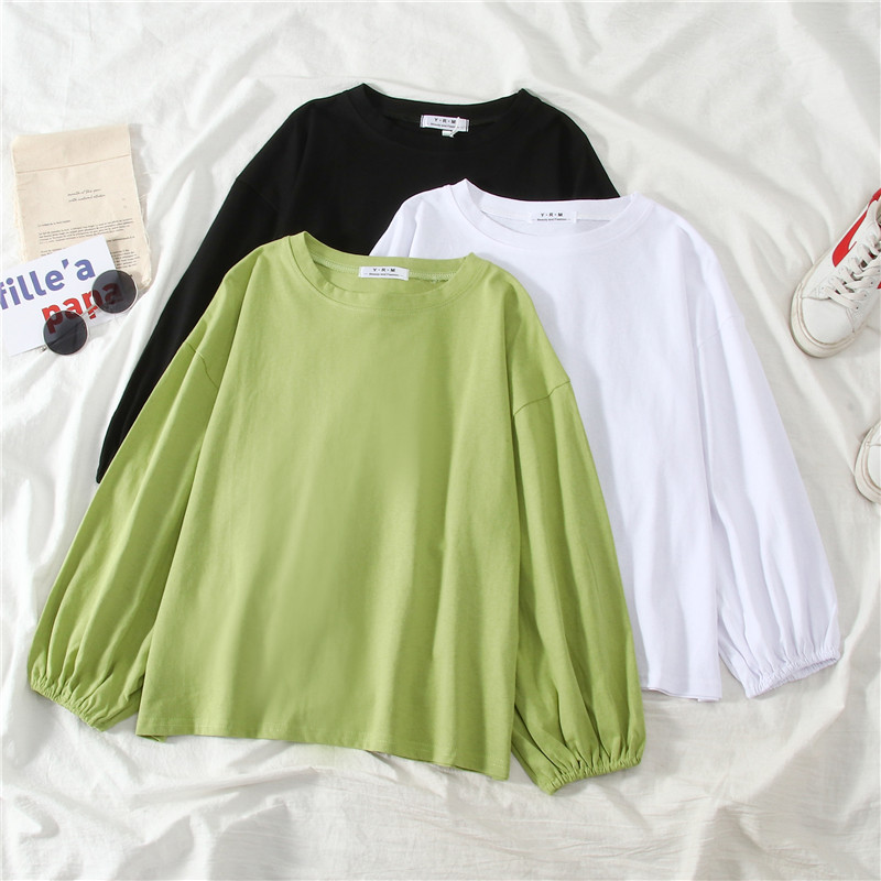 2020 new Korean style loose white top long sleeve T-shirt Women Clothes Tops and Blouse | BigBuy360 - bigbuy360.vn