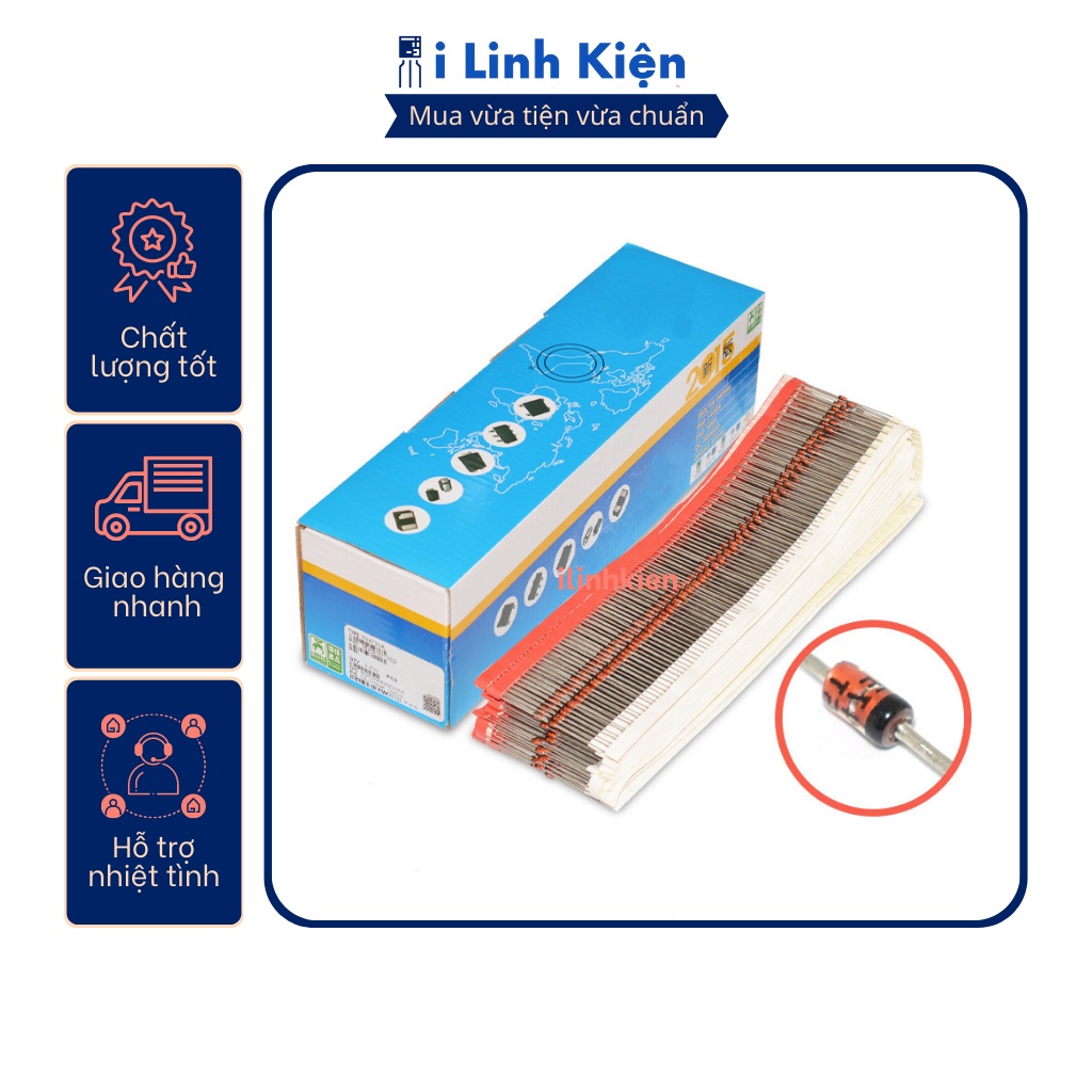 Diode zener 1w 3.3V/3.9V/5.1V/5.6V/6.2V/9.1V/12V/15V/18V/20V/24V túi 10 con