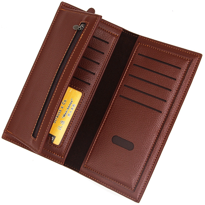 VERSDO Men's Leather Wallet Bifold PU Extra Card Holds Long Wallet