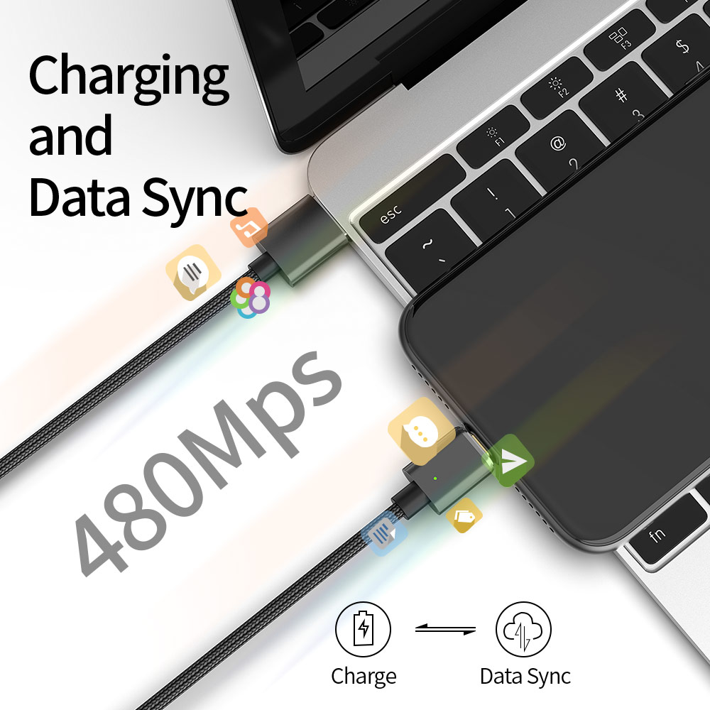 Cáp sạc Twitch T04 từ tính có đèn LED tùy chọn cho Samsung Android