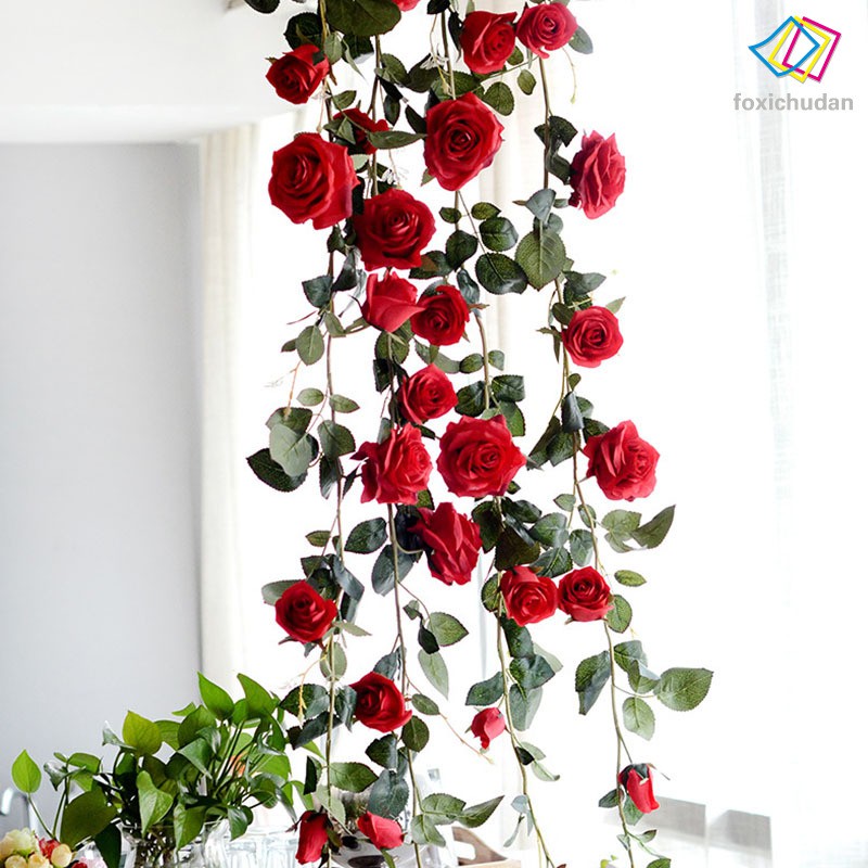 Dây leo hoa hồng giả dài 180 cm dùng trang trí tiệc cưới