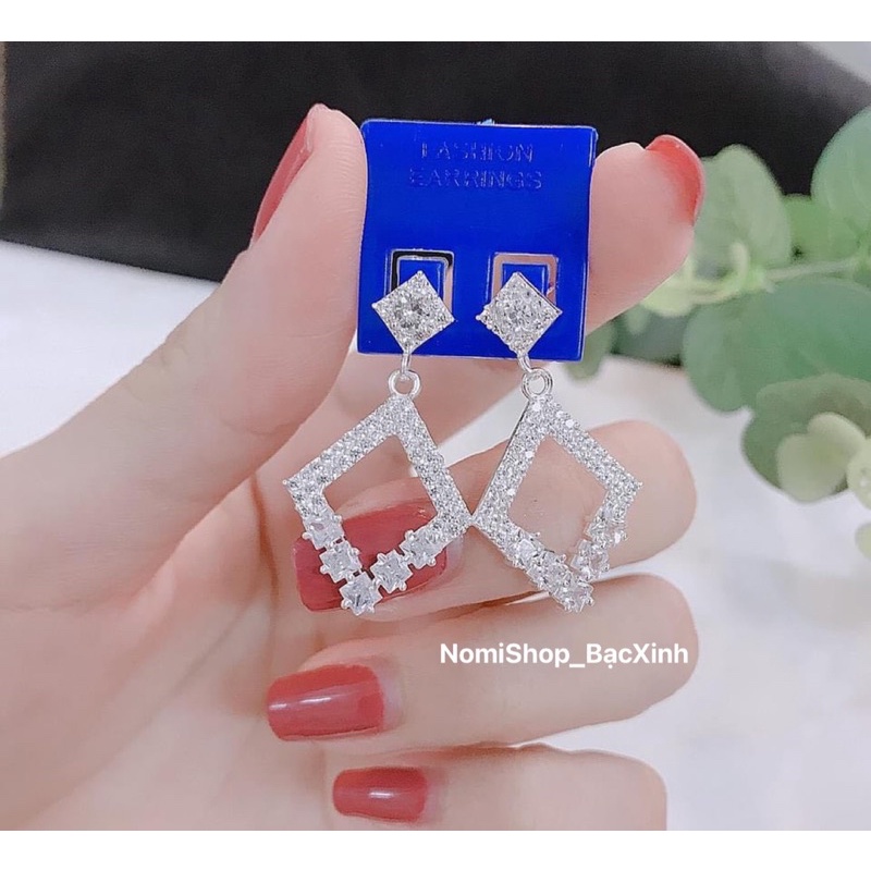 Bông tai bạc thời trang, sang chảnh cuốn hút hàng thiết kế đẹp không tì vết Mainomi Shop Bạc Xinh