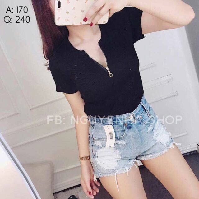 [Mã FASHIONT4WA2 giảm 10K đơn 50K] Áo Body Tay Ngắn Khoá Ngực | WebRaoVat - webraovat.net.vn