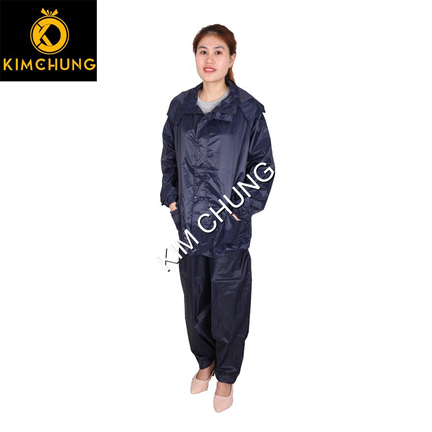 Bộ áo mưa vải dù, siêu bền (Xanh Navy) (Size M,L từ 1m4-1m5) trẻ em hay người lớn đều mặc được