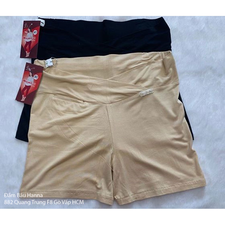 [SIZE 55-80kg] Quần đùi mặc váy bầu cạp chéo HANNA, vải cotton lạnh cao cấp mát co dãn nhiều, không bị xù, mặc rất thoải