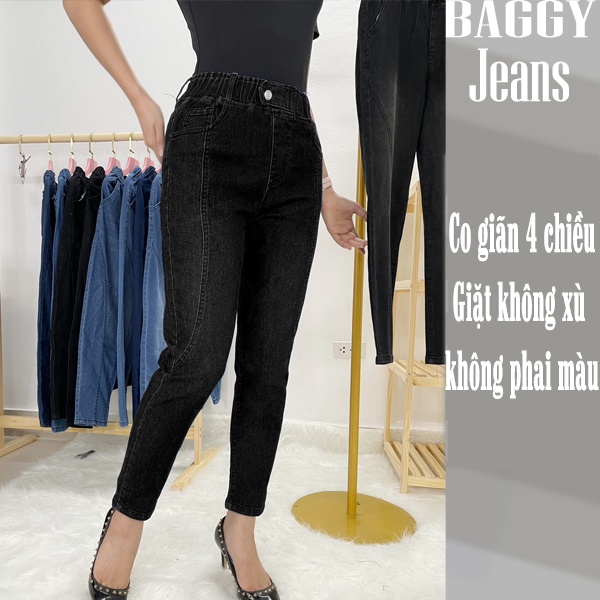 Quần jean nữ baggy quần bò cap chụn co giãn 4 chiều khắc phục eo to đủ size từ 40-8kg v291