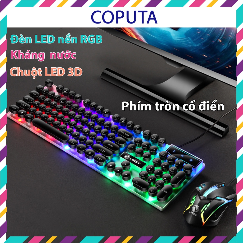 Bộ bàn phím chuột máy máy tính Coputa chuột bàn phím giả cơ có dây Gaming chơi game Full LED RGB GTX300