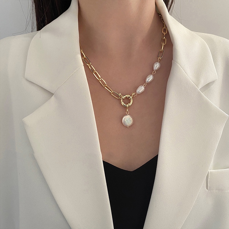 Vòng cổ kim loại nhiều lớp đính ngọc trai thời trang xinh xắn thanh lịch cho nữ