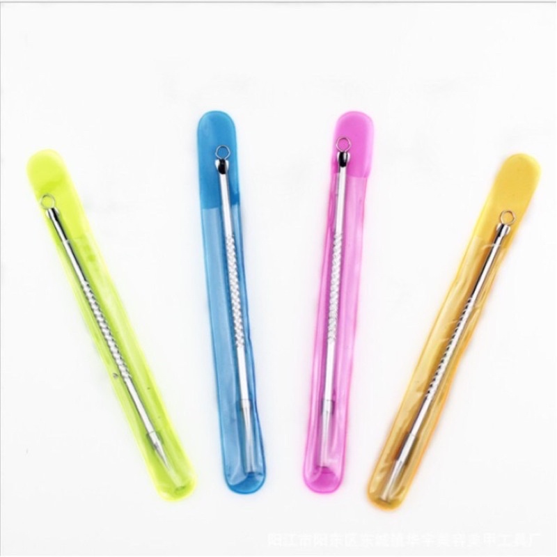 Que nặn mụn hai đầu cán inox