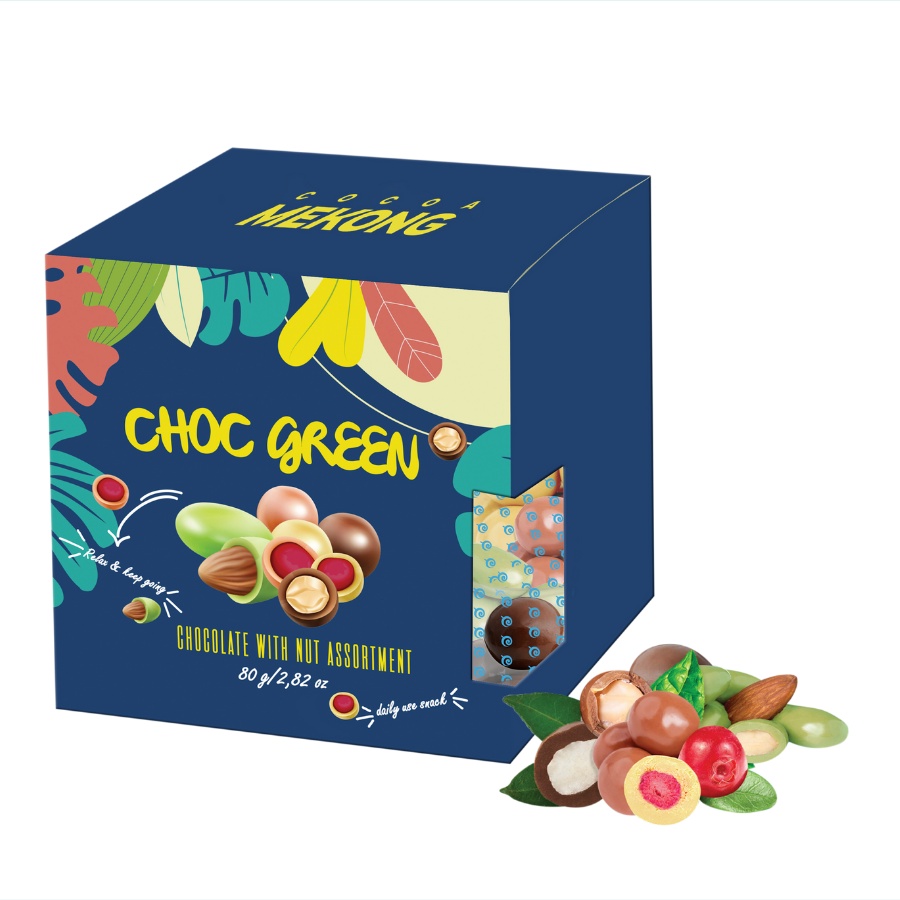 Socola Viên Bọc Hạt CHOC GREEN Cao Cấp Nhiều Vị Hộp 80g - Chocolate Coated Mixed Nuts SCL005