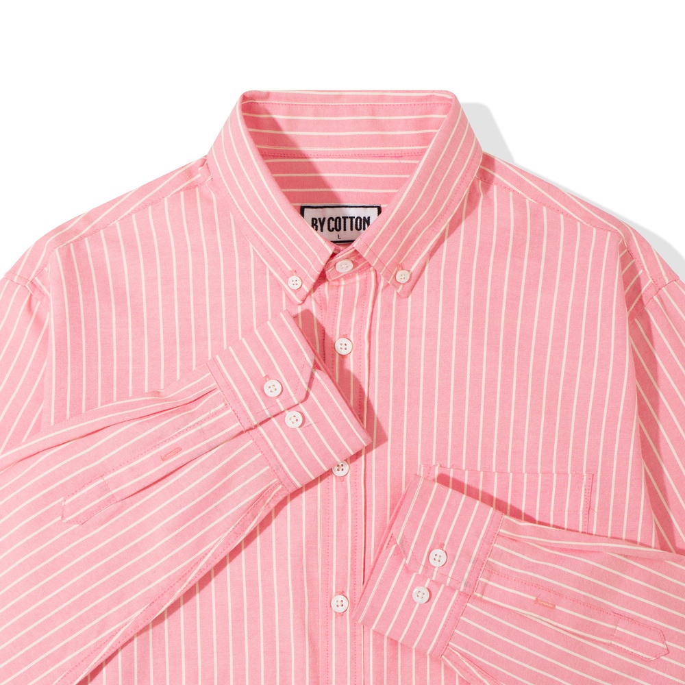 Áo Sơ Mi Nam Dài Tay Cam Phối Sọc BY COTTON Orange Stripes Oxford