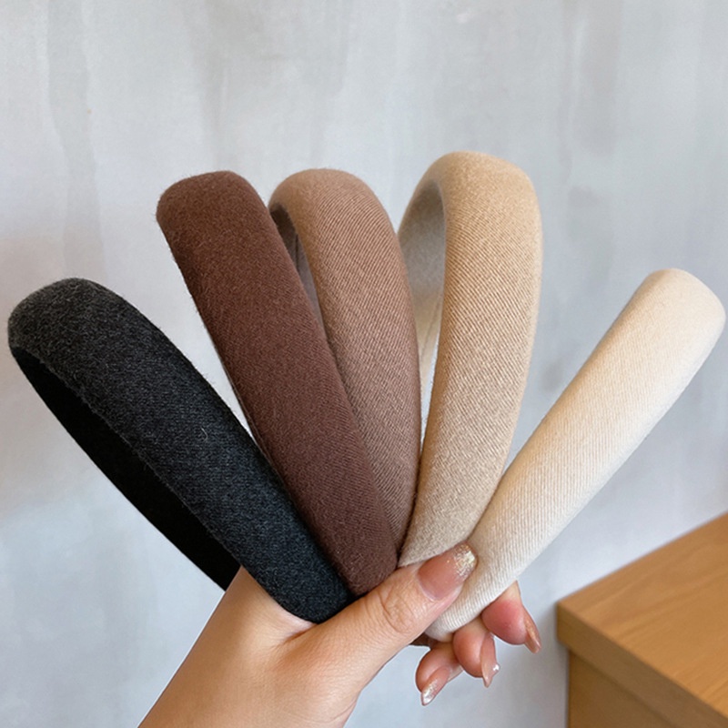 Băng đô xốp bọc vải nhung màu trơn đơn giản phong cách Hàn Quốc thời trang cho nữ