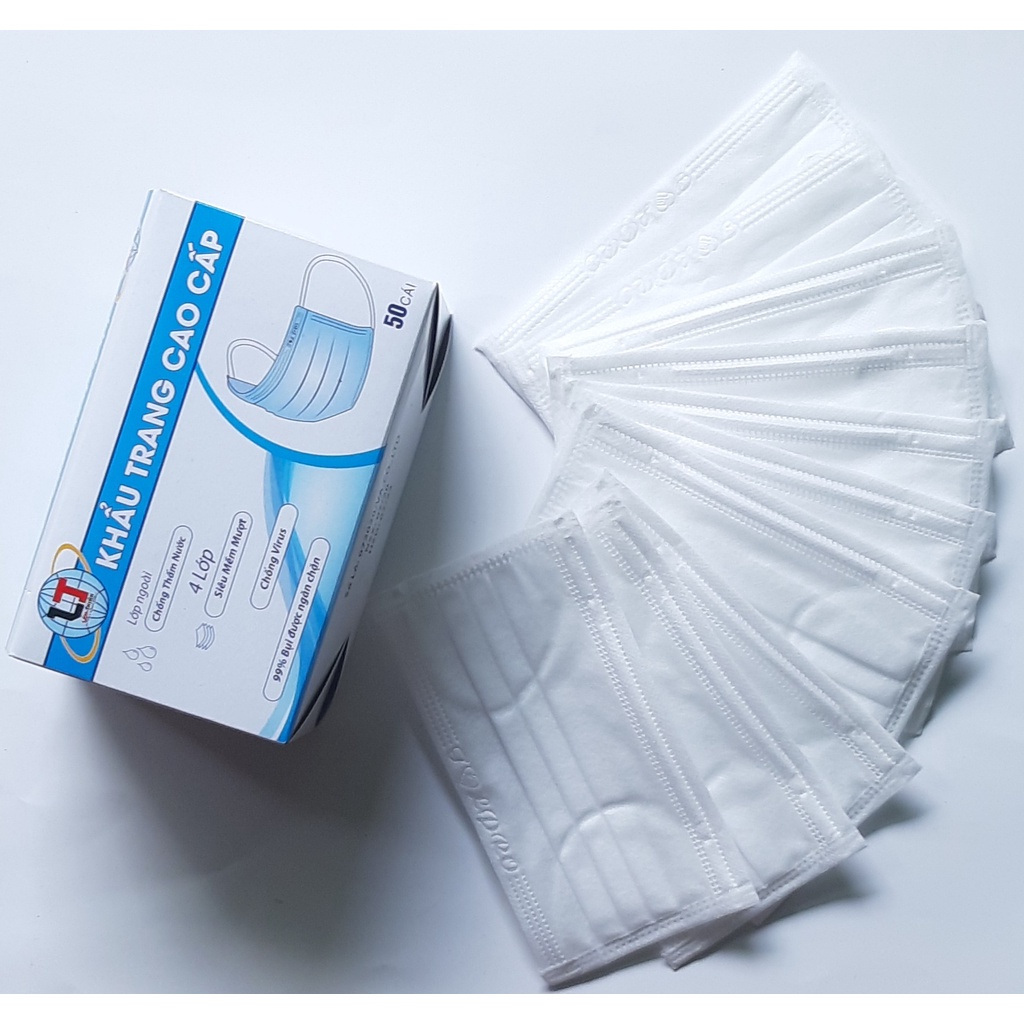 (Hàng đẹp - Màu trắng) Khẩu trang y tế 4 lớp NIVA - Hộp 50 cái