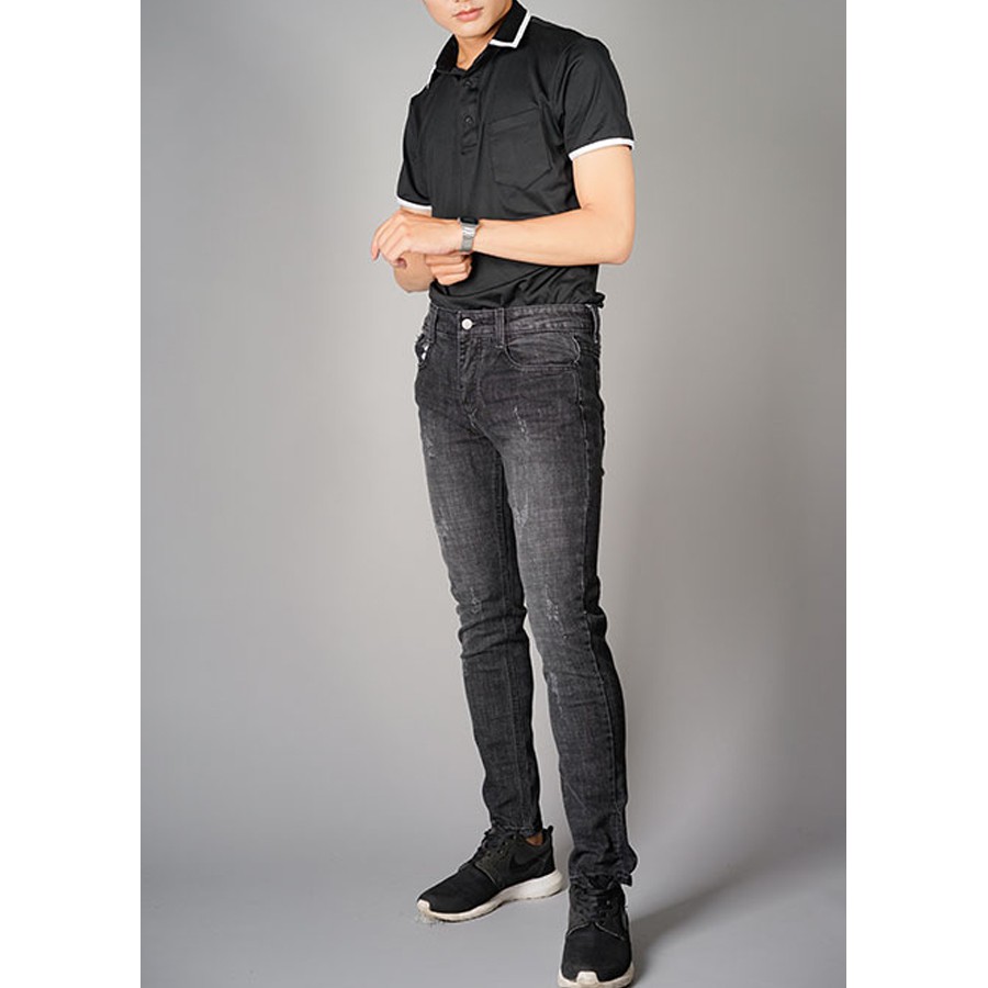 Quần Jeans Đen Xước Nhẹ Dáng Vừa Trẻ Trung | BigBuy360 - bigbuy360.vn