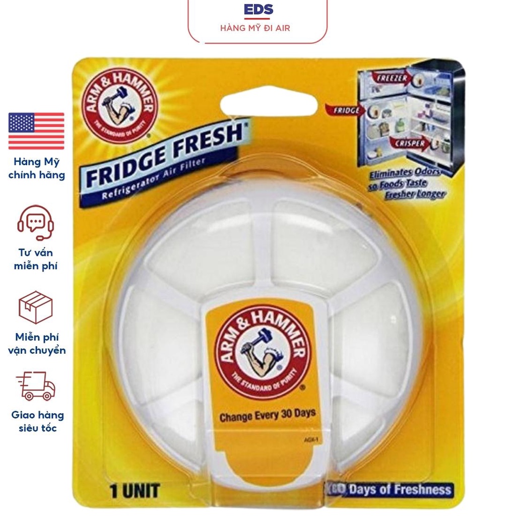 Hộp khử mùi lọc khí tủ lạnh baking Soda Arm & Hammer Fridge Fresh Refrigerator Air Filter - EDS Hàng Mỹ