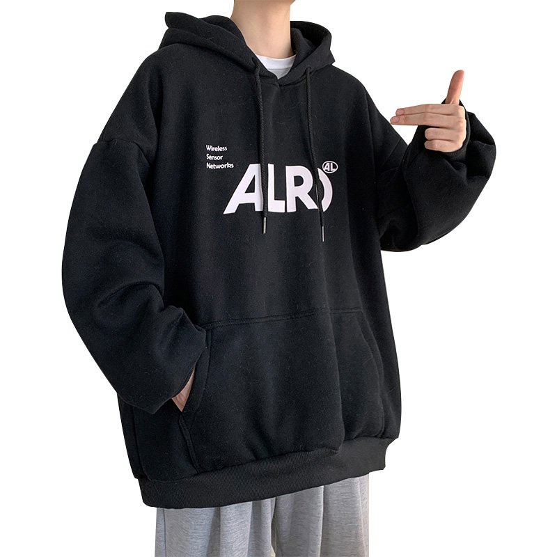 Áo Khoác Hoodie Dáng Rộng Tay Dài Phối Nhung Kiểu Nhật Bản Thời Trang Mùa Thu Năm 2021 Cho Nam