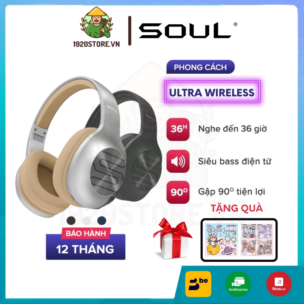 【Giao Hỏa Tốc】Tai Nghe Bluetooth Headphone Soul Ultra Wireless Dynamic Bass, Bluetooth 5.0 - Chính Hãng BH 12 Tháng