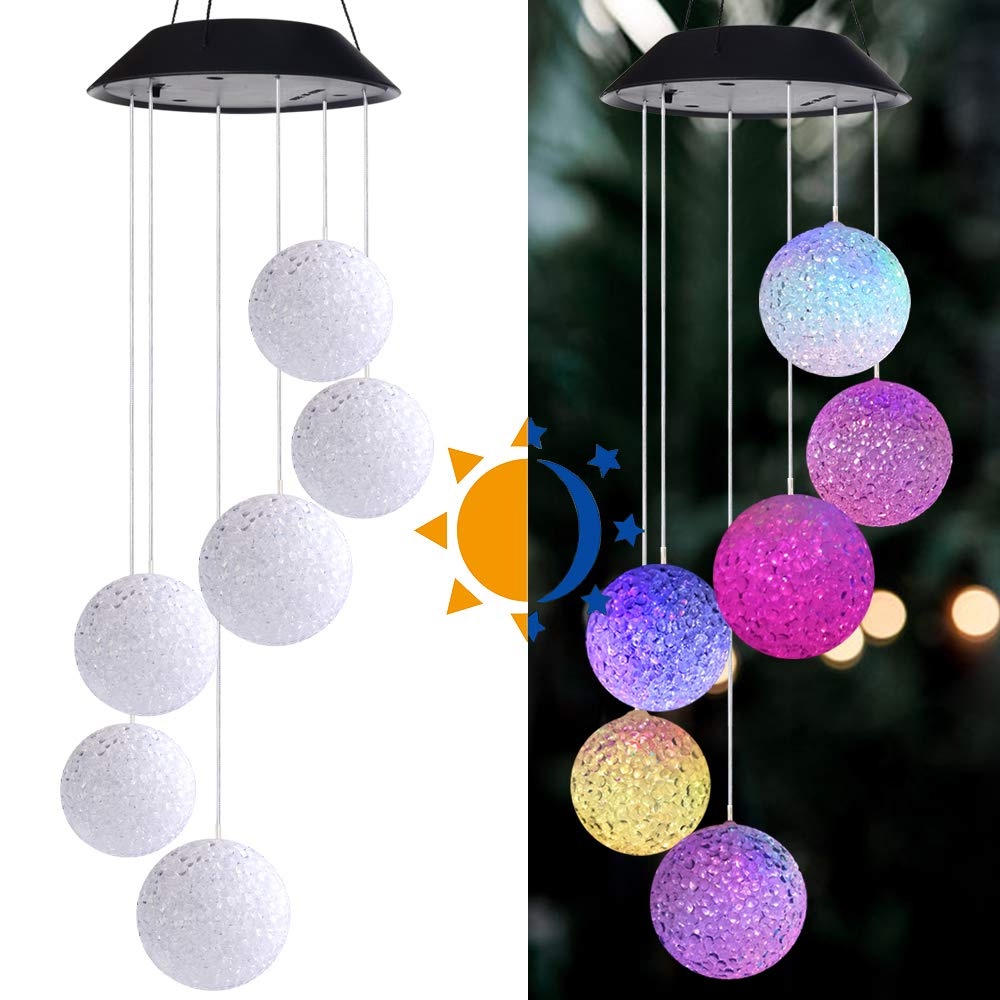 Chuông gió có đèn hoạt động bằng năng lượng mặt trời thay đổi nhiều màu sắc trang trí xinh xắn