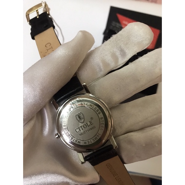 Đồng hồ nam nữ citole  dây da ct5090td chính hãng
