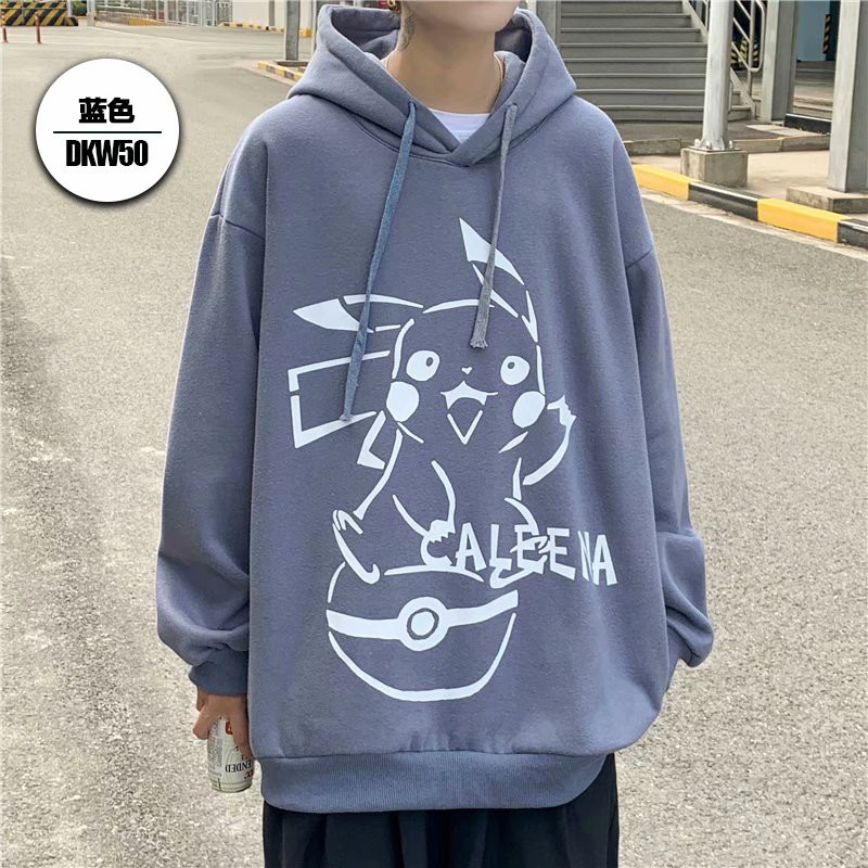 Men's Korean Warm Sweater Pokémon Cartoon Pikachu Print Fashion Hoodie Couple Hooded Sweater | BigBuy360 - bigbuy360.vn