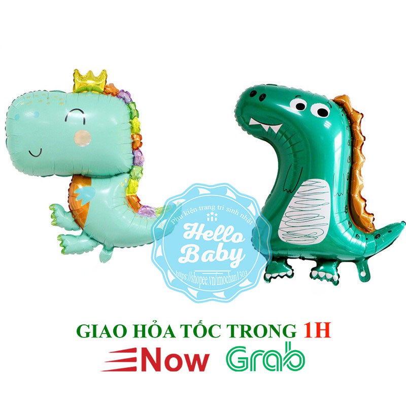 Set bóng trang trí sinh nhật chủ đề khủng long như hình (Kèm bơm + băng keo)