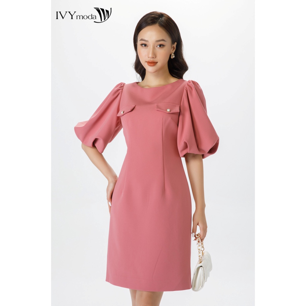 Đầm tay bồng chữ A IVY moda MS 48T0130
