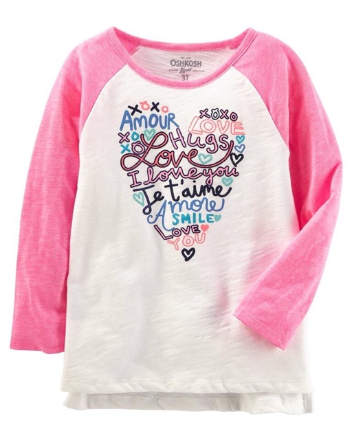 Áo bé gái tay dài Oshkosh