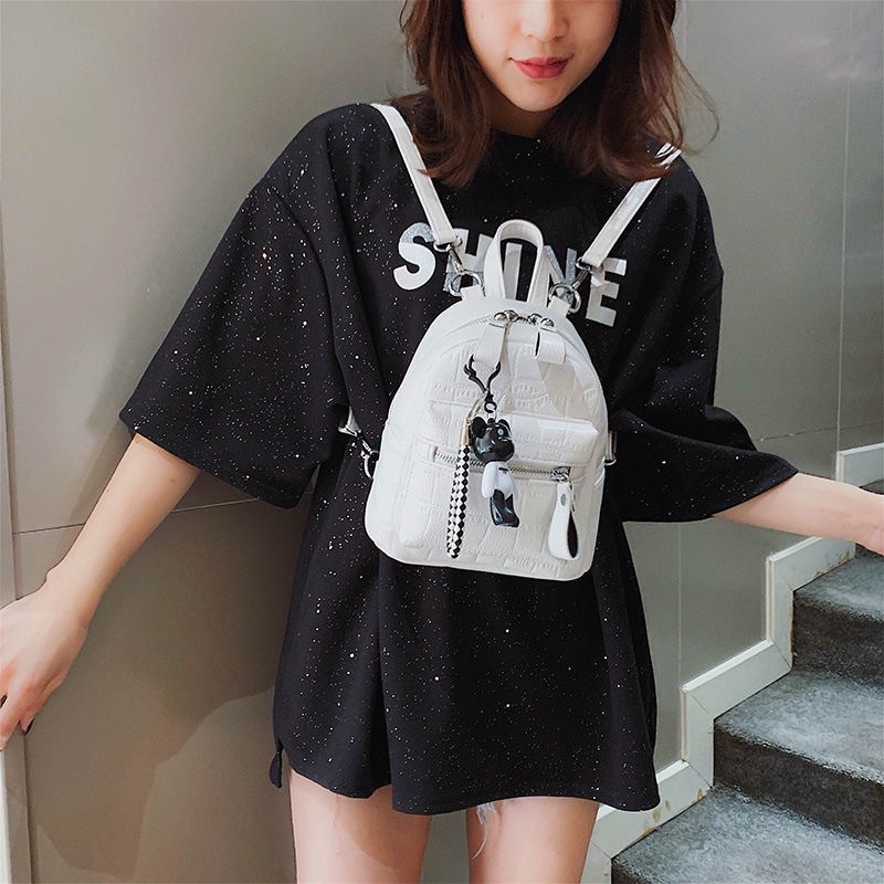 Balo Mini Đi Học Đi Du Lịch, Balo Nữ Kèm Móc Khoá Gấu Dễ Thương
