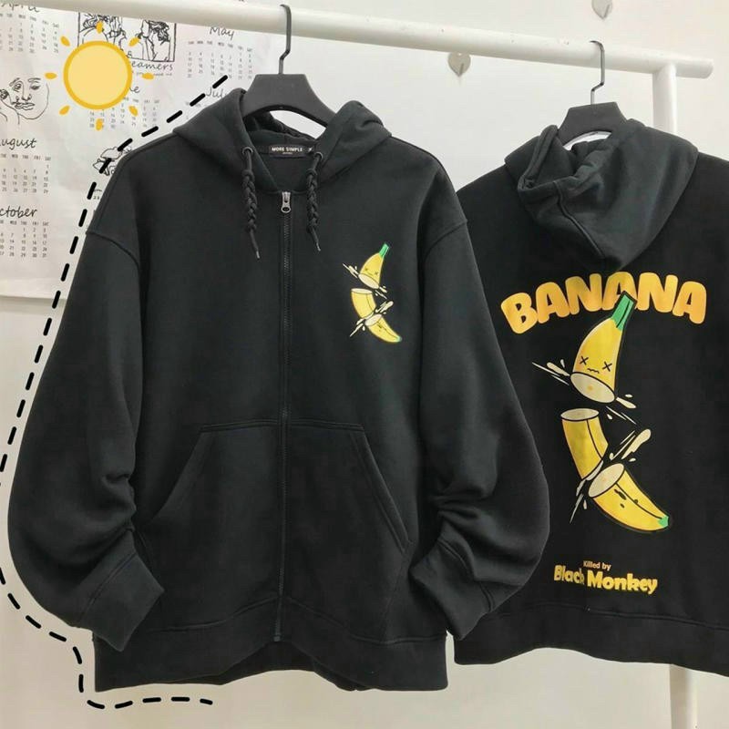 Aó Khoác Nỉ Nữ Họa Tiết Hình Qủa Chuối In Chữ BANANA Siêu Độc Lạ TP