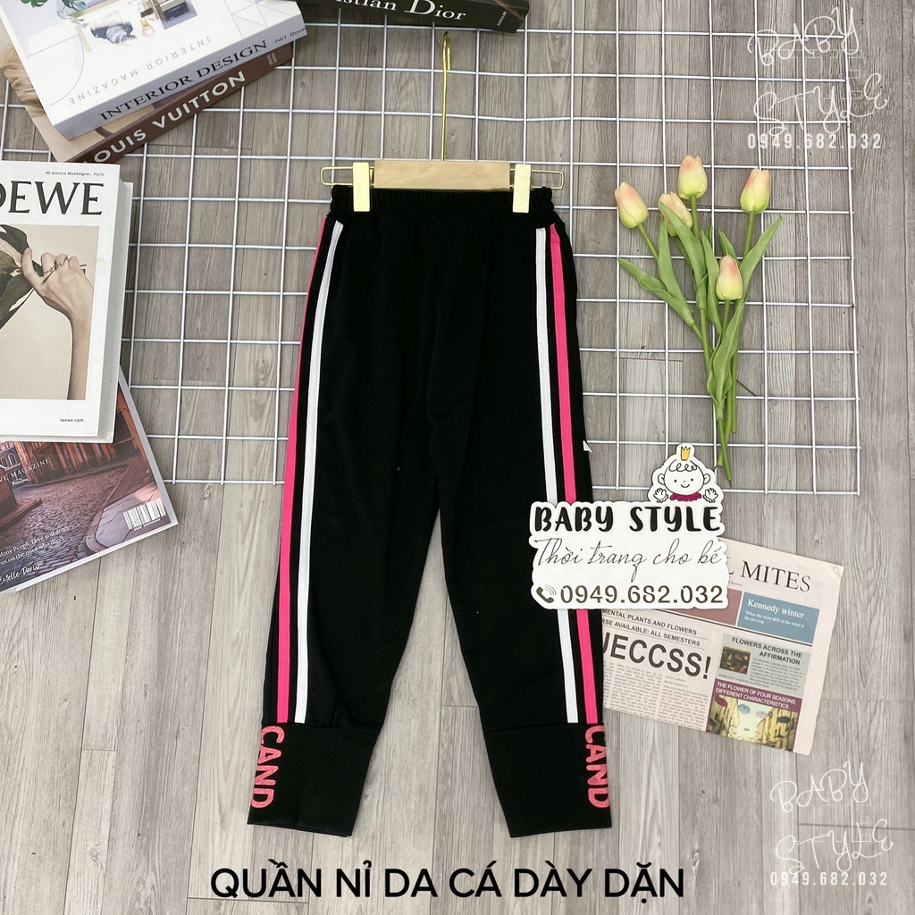 Quần thể thao Nỉ da cá 2 line &quot;CAND&quot; 14-45kg cho bé gái 4-15 tuổi. Form chuẩn, Chất dày dặn. G36