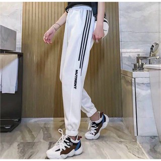 Quần jogger 3 line phối chữ nutrent nam nữ unisex