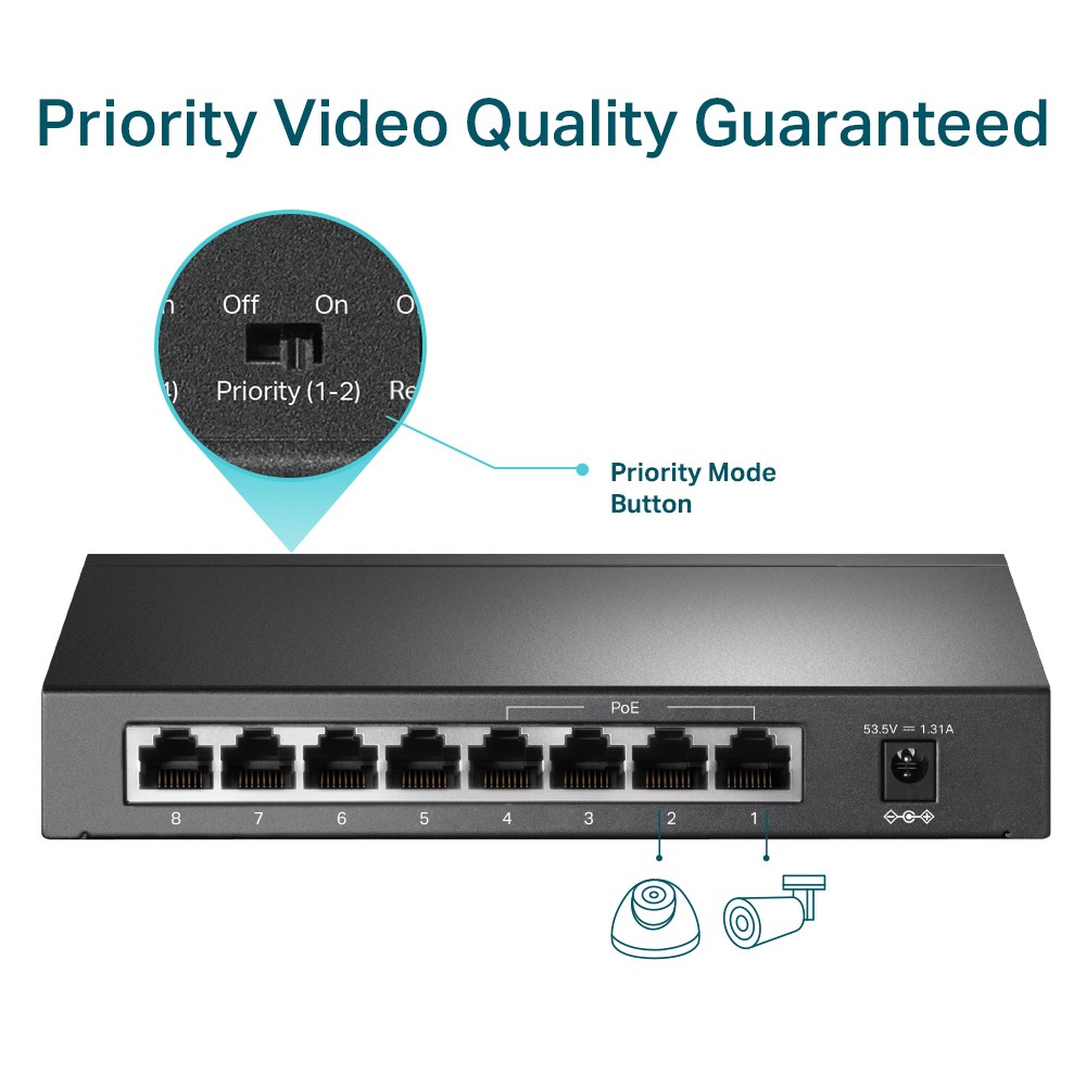 Switch TP-Link 8 port 10/100Mpbs với 4 cổng PoE+ TL-SF1008P. Hàng chính hãng