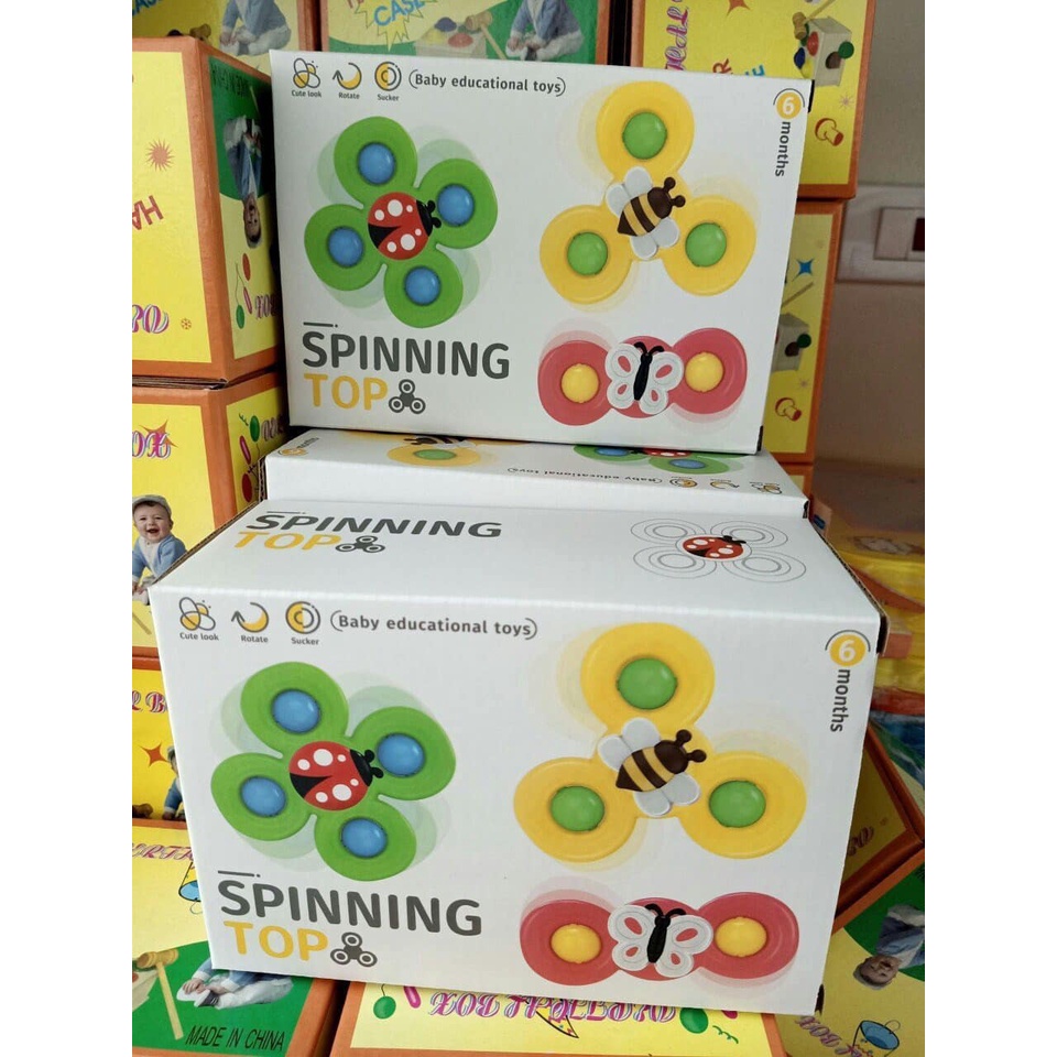 Combo 3 con quay spinner dính tường chong chóng quay vui nhộn an toàn cho bé