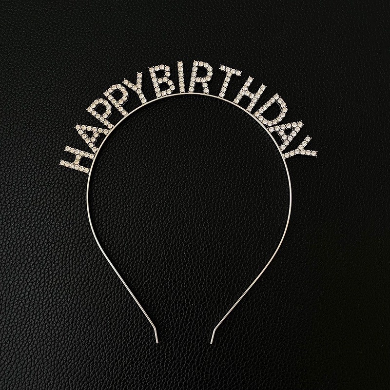 Kẹp tóc hình chữ Happy Birthday đính đá lấp lánh phong cách Hàn Quốc cho nữ